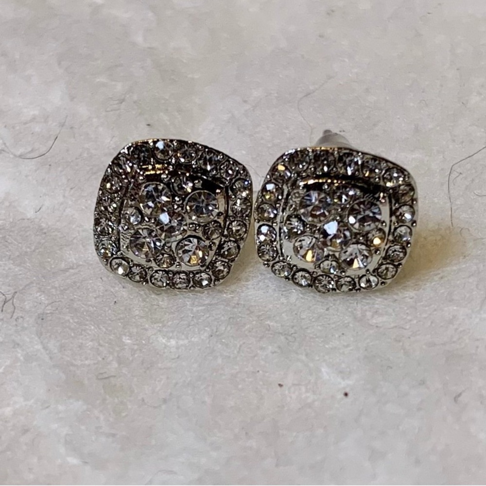 Art Deco Silver Crystal Stud Earrings